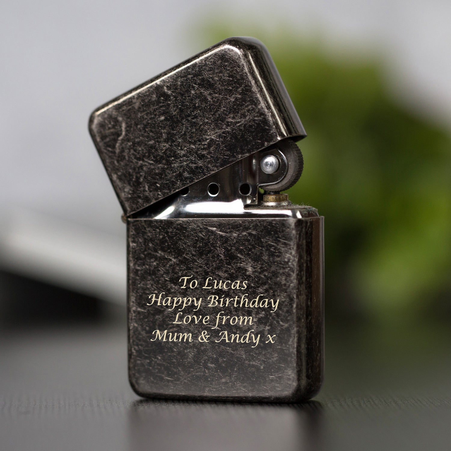 Personalised Message Antique Silver Lighter & Gift Box - Lighters
