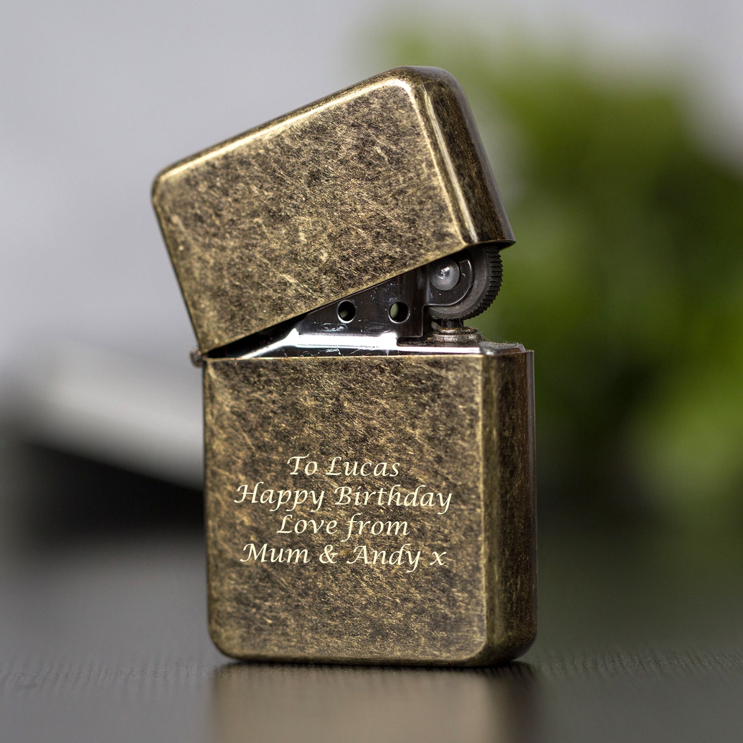 Personalised Message Antique Brass Lighter & Gift Box - Lighters