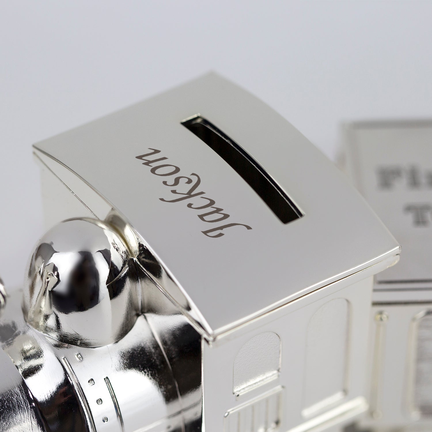 Personalised Name Train Money Box with Tooth & Curl Trinket Box - Money Boxes