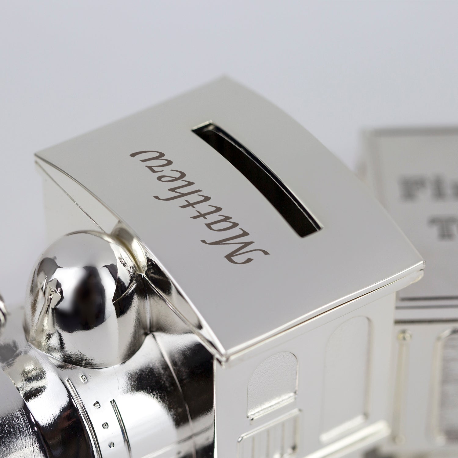 Personalised Name Train Money Box with Tooth & Curl Trinket Box - Money Boxes