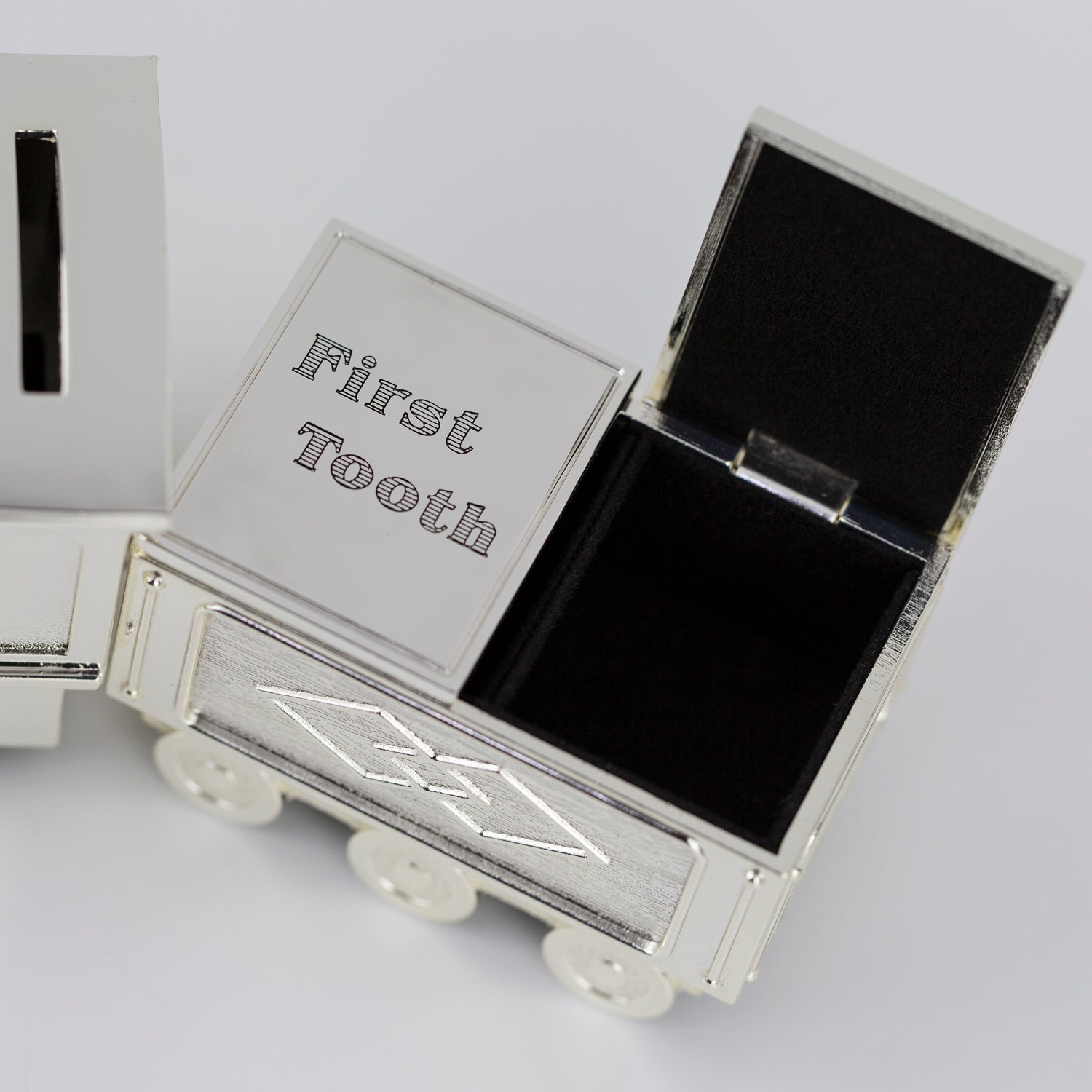 Personalised Name Train Money Box with Tooth & Curl Trinket Box - Money Boxes