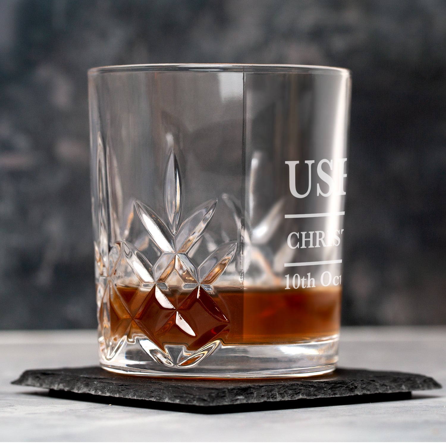 Personalised Usher Glass Crystal Panel Tumbler - Glass Tumblers