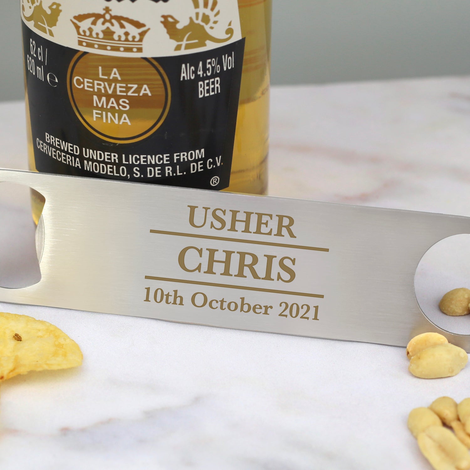 Personalised Usher Silver Bar Blade Bottle Opener - Bar Blades