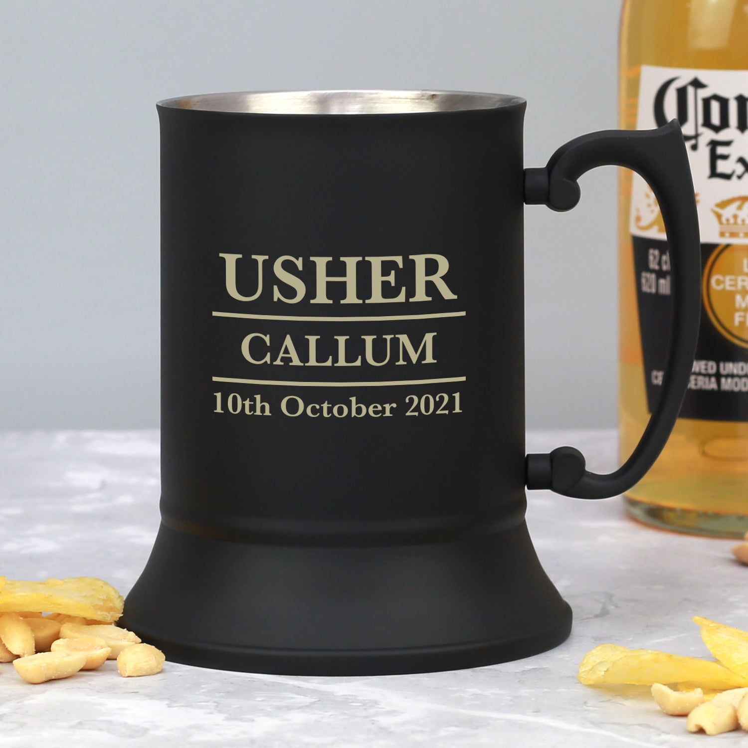Personalised Usher Matt Black Stainless Steel Tankard - Stainless Steel Tankards