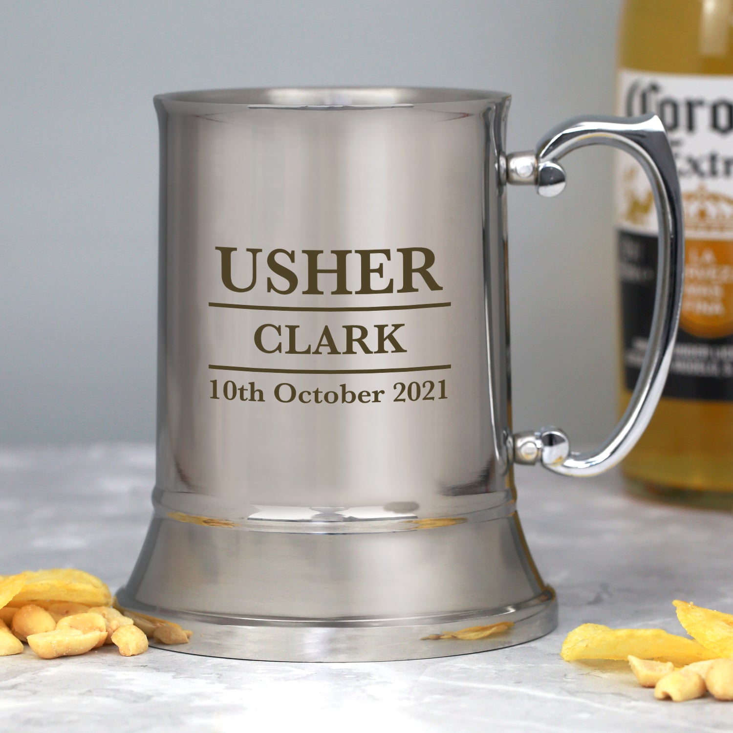 Personalised Usher Silver Stainless Steel Tankard - Stainless Steel Tankards
