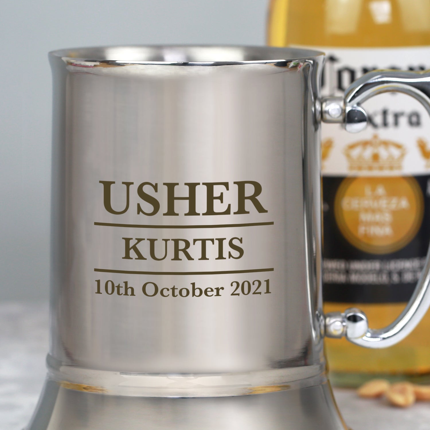 Personalised Usher Silver Stainless Steel Tankard - Stainless Steel Tankards
