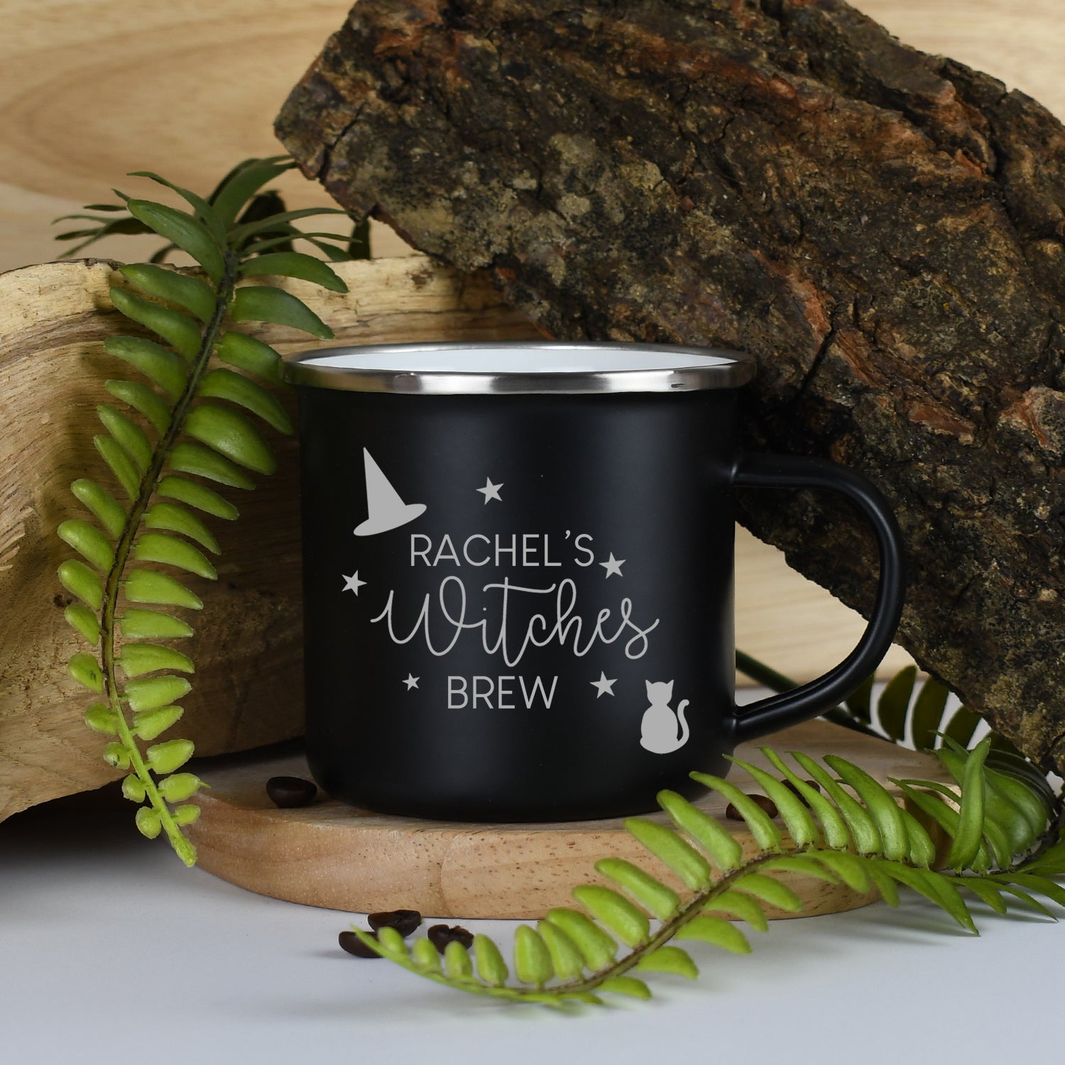 Personalised Halloween Witches Brew Enamel Camping Mug - Black - Mugs