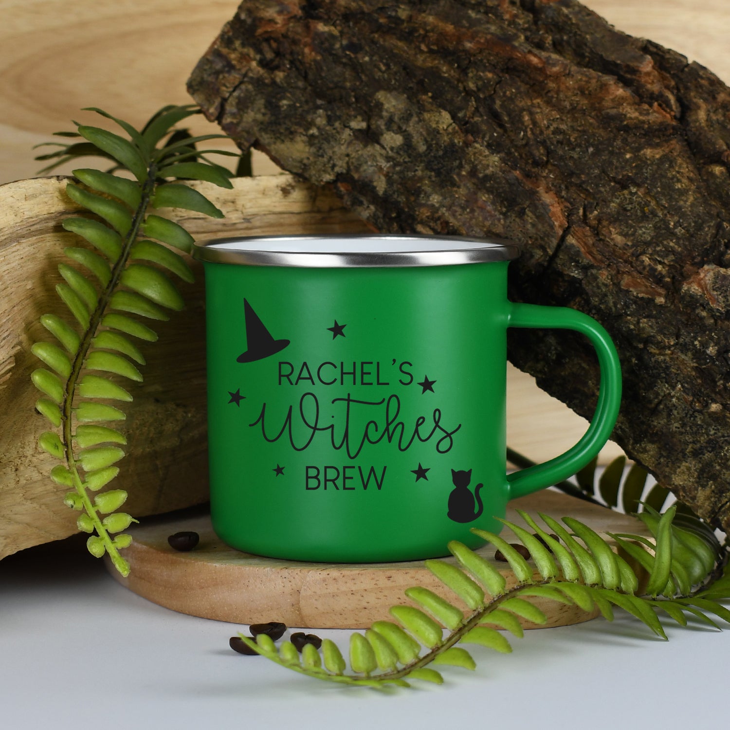 Personalised Halloween Witches Brew Enamel Camping Mug - Green - Mugs