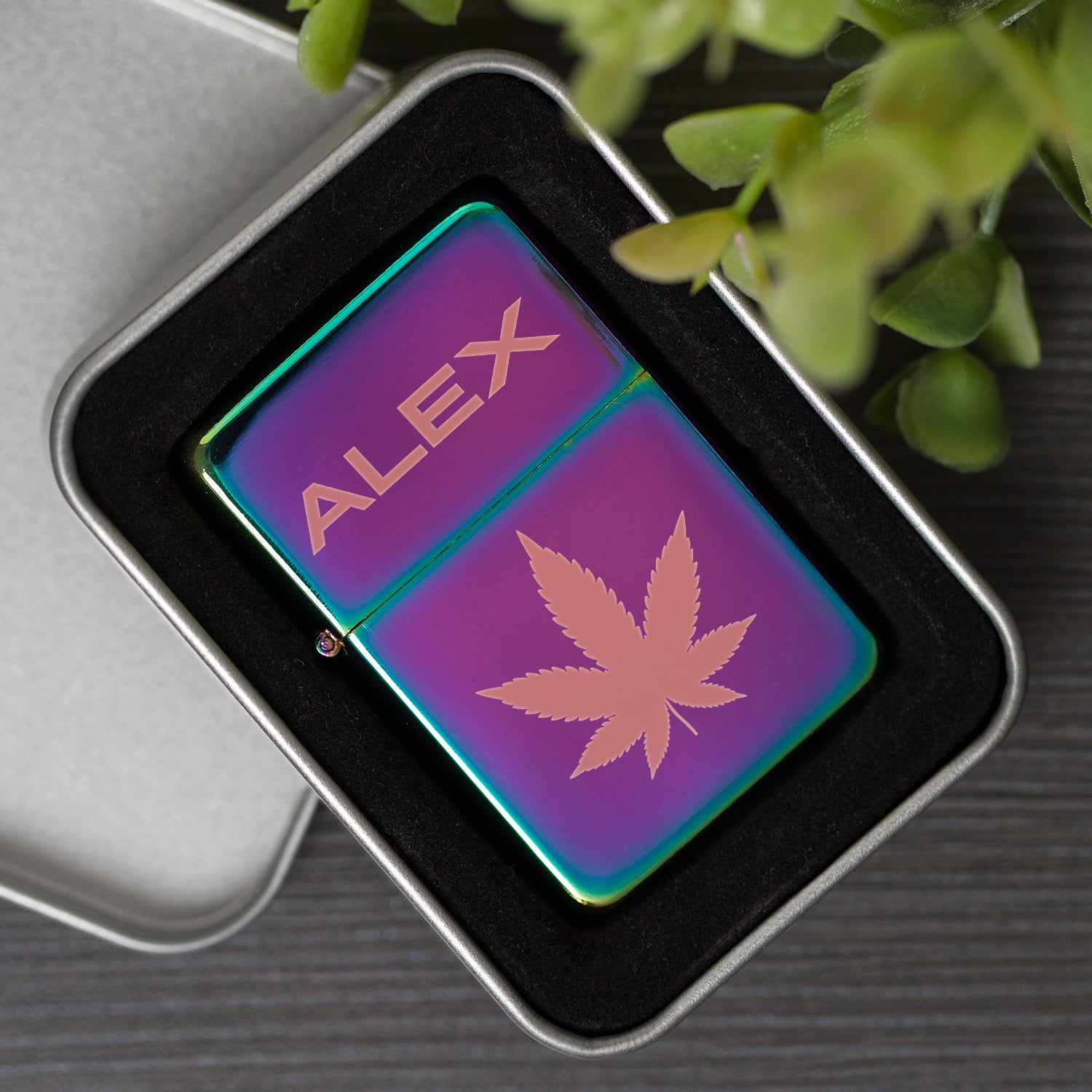 Personalised Hash Leaf Rainbow Lighter & Gift Box - Lighters