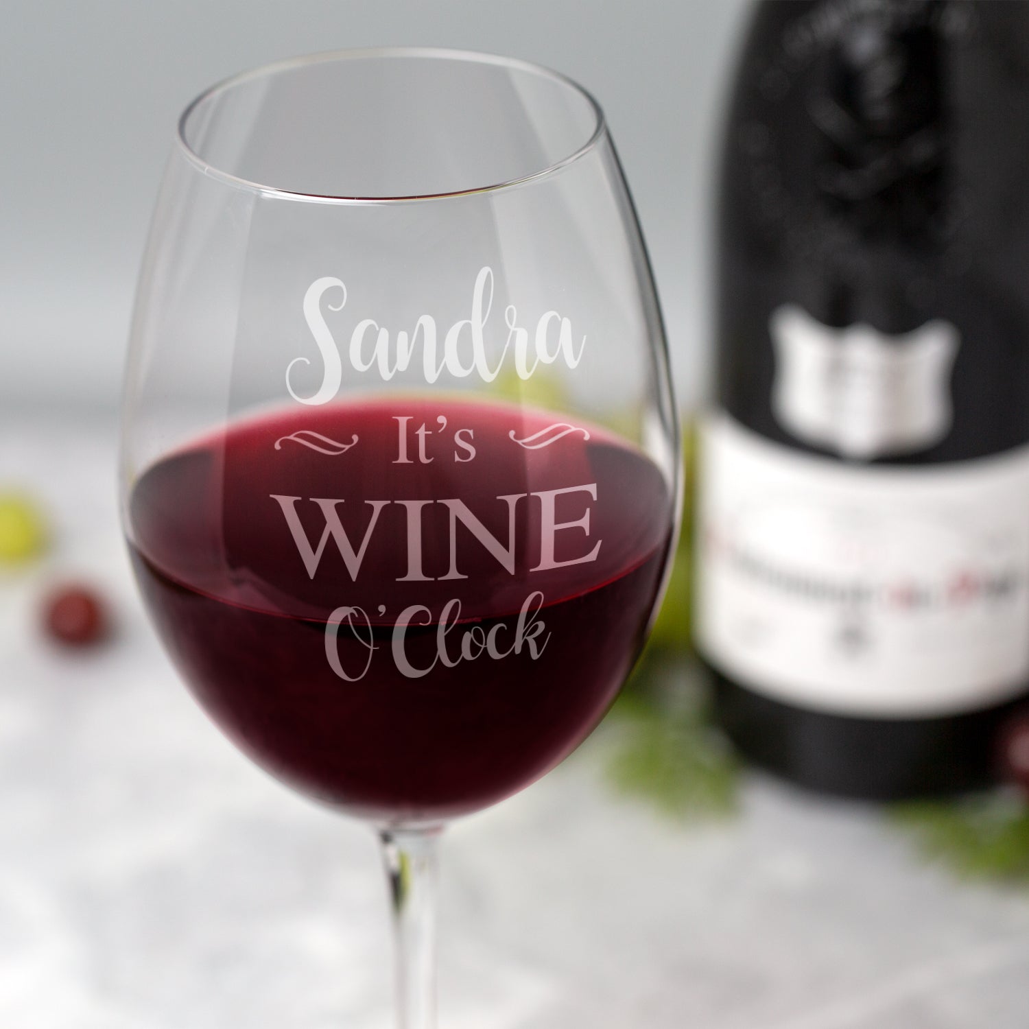 Personalised Large It’s Wine O’Clock Wine Glass - Wine Glasses