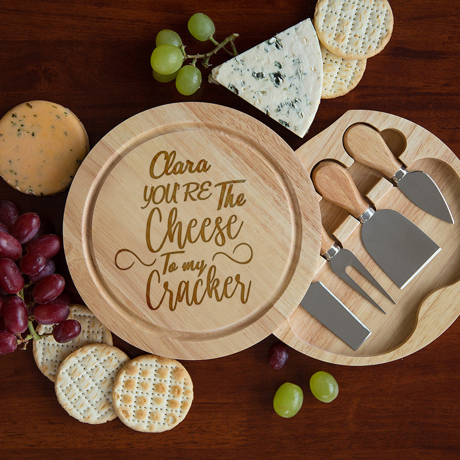 Personalised Cheese to my Cracker Board And Knives Set - Cheeseboard Sets