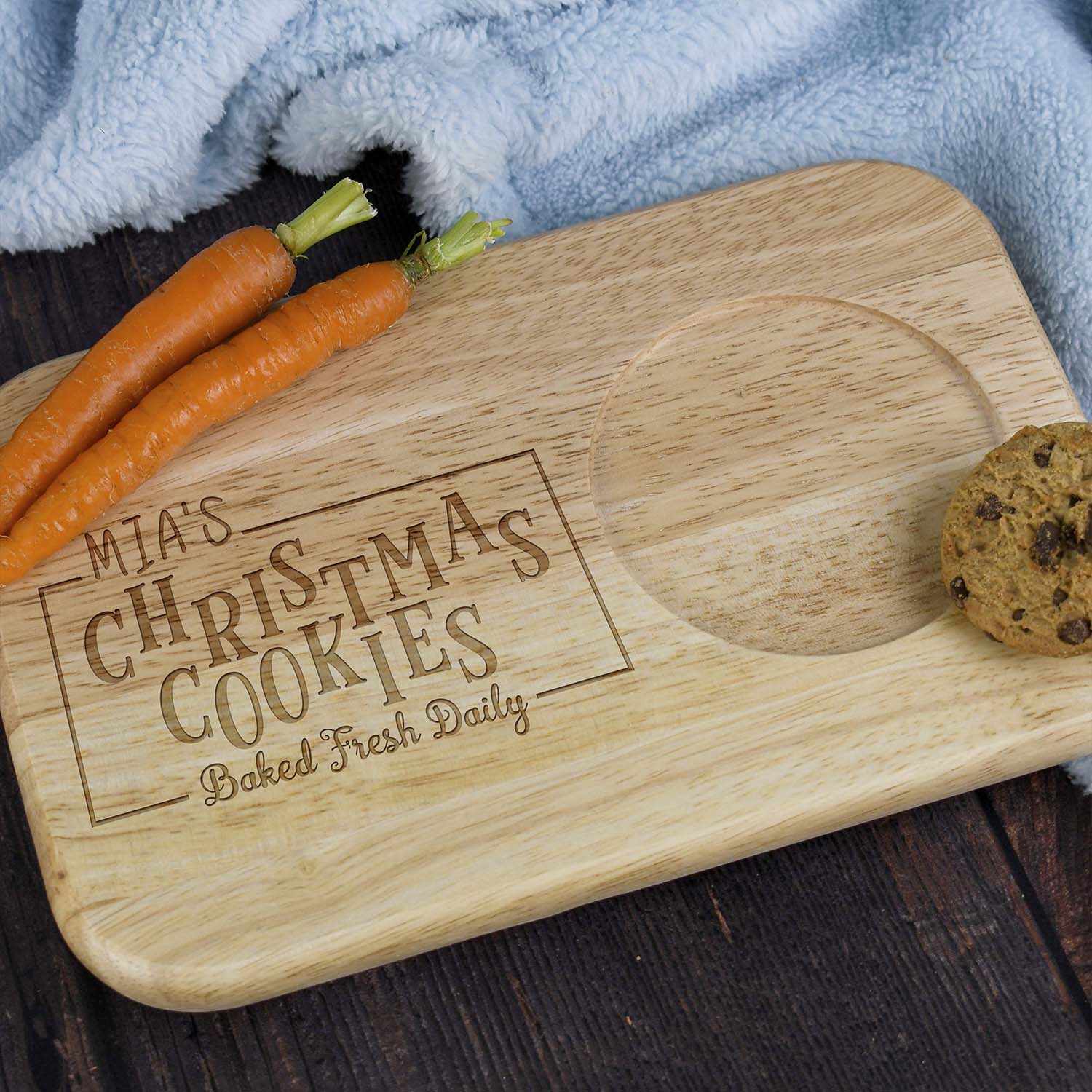 Personalised Christmas Cookies Wooden Tea Board