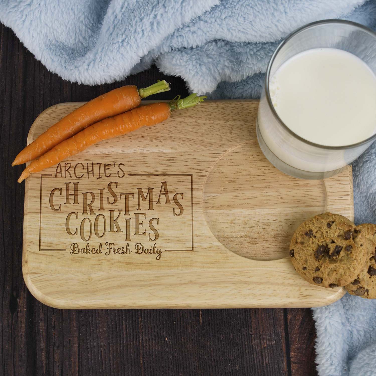 Personalised Christmas Cookies Wooden Tea Board