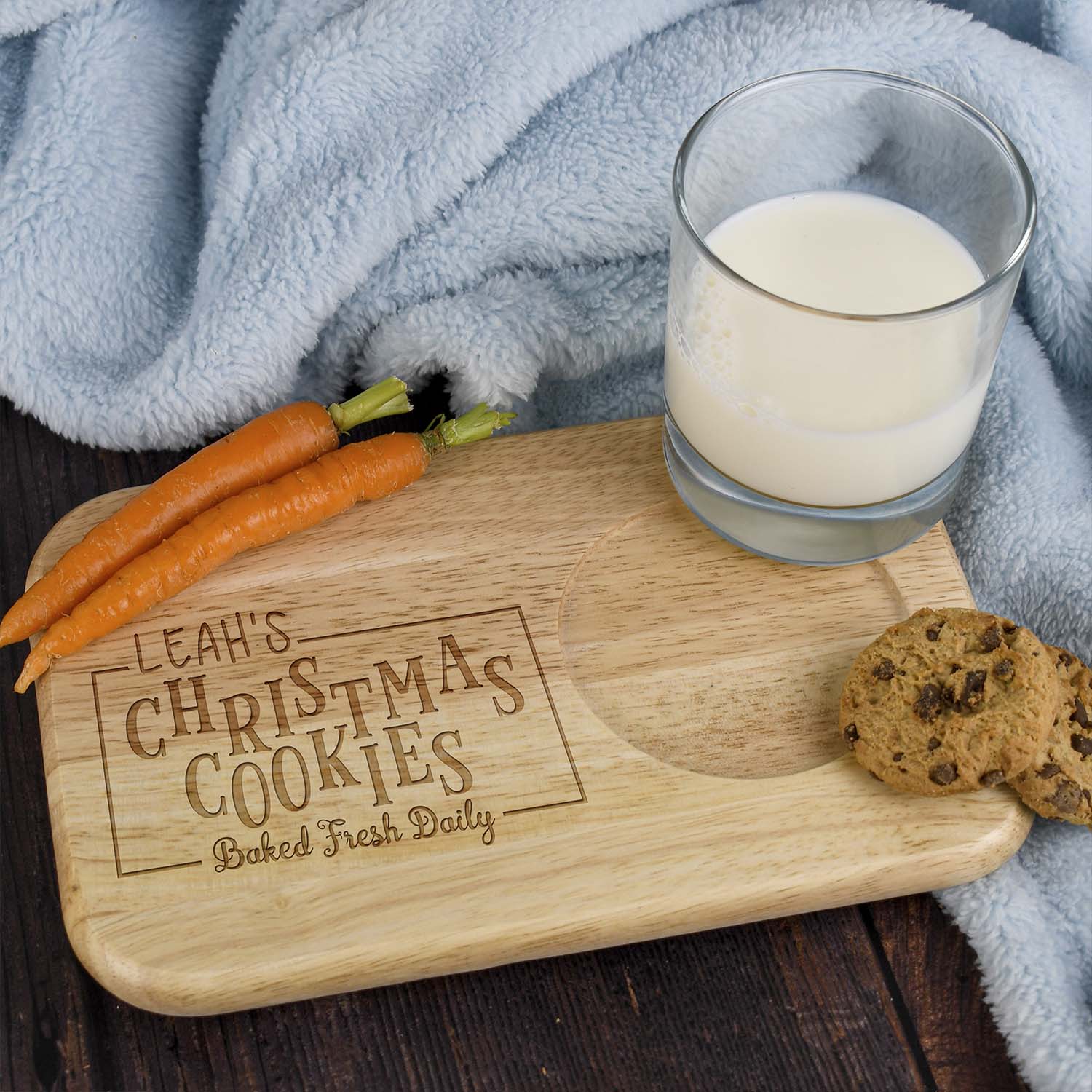 Personalised Christmas Cookies Wooden Tea Board