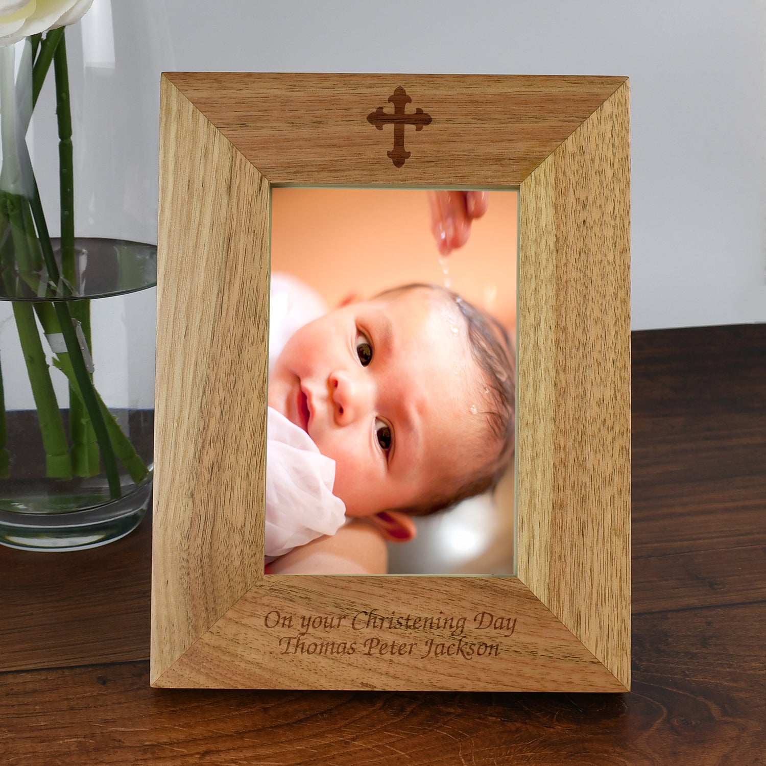 Personalised Wooden 4x6 Cross Frame - Photo Frames