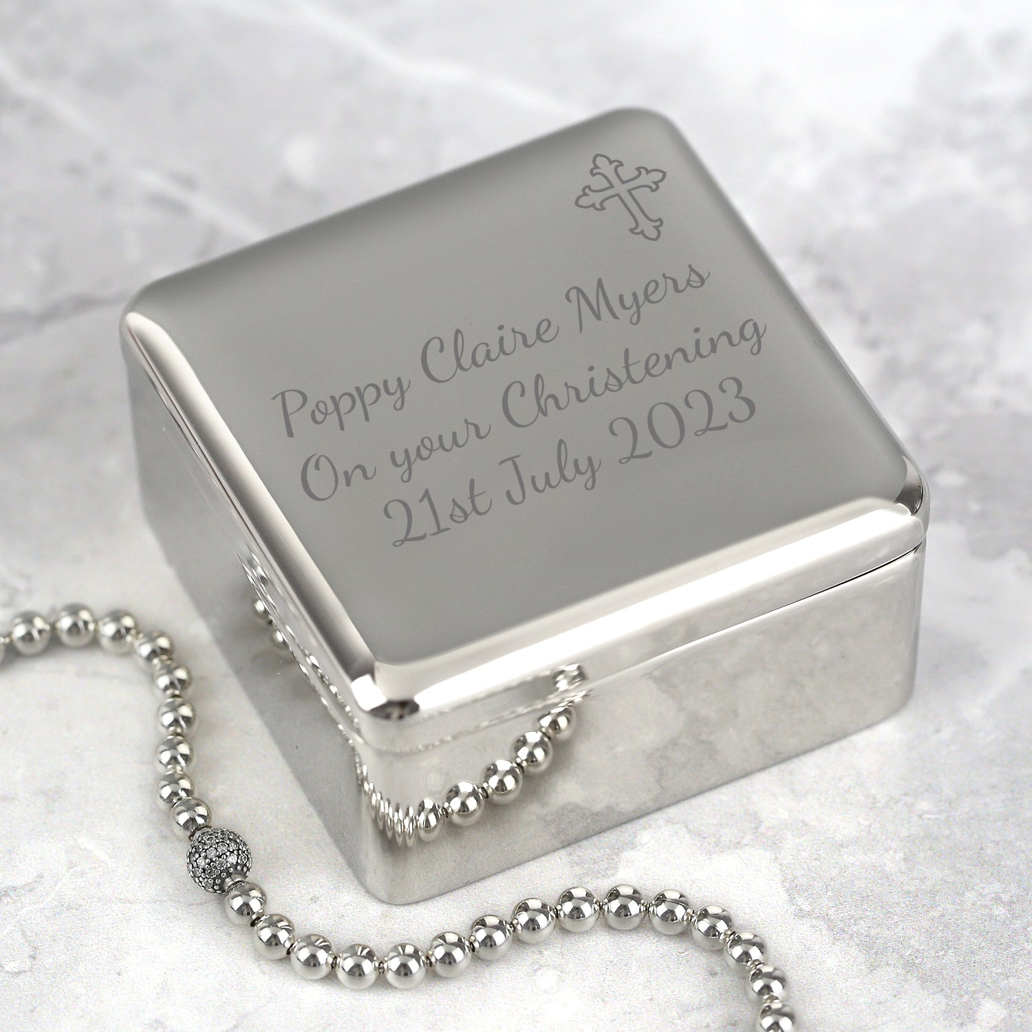 Personalised Cross Square Trinket Box - Trinket Box