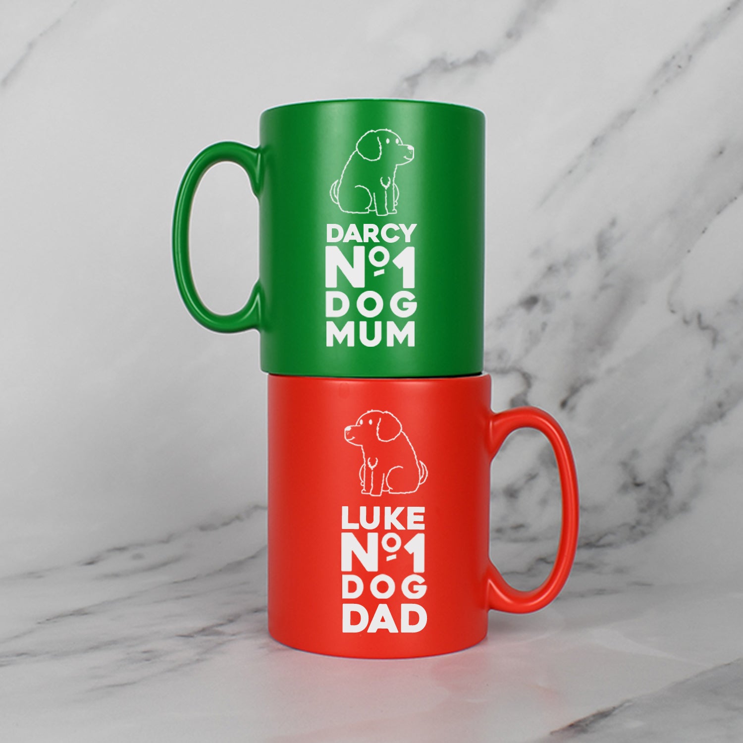 Personalised No.1 Dog Mum & Dad Mug Set - Mugs