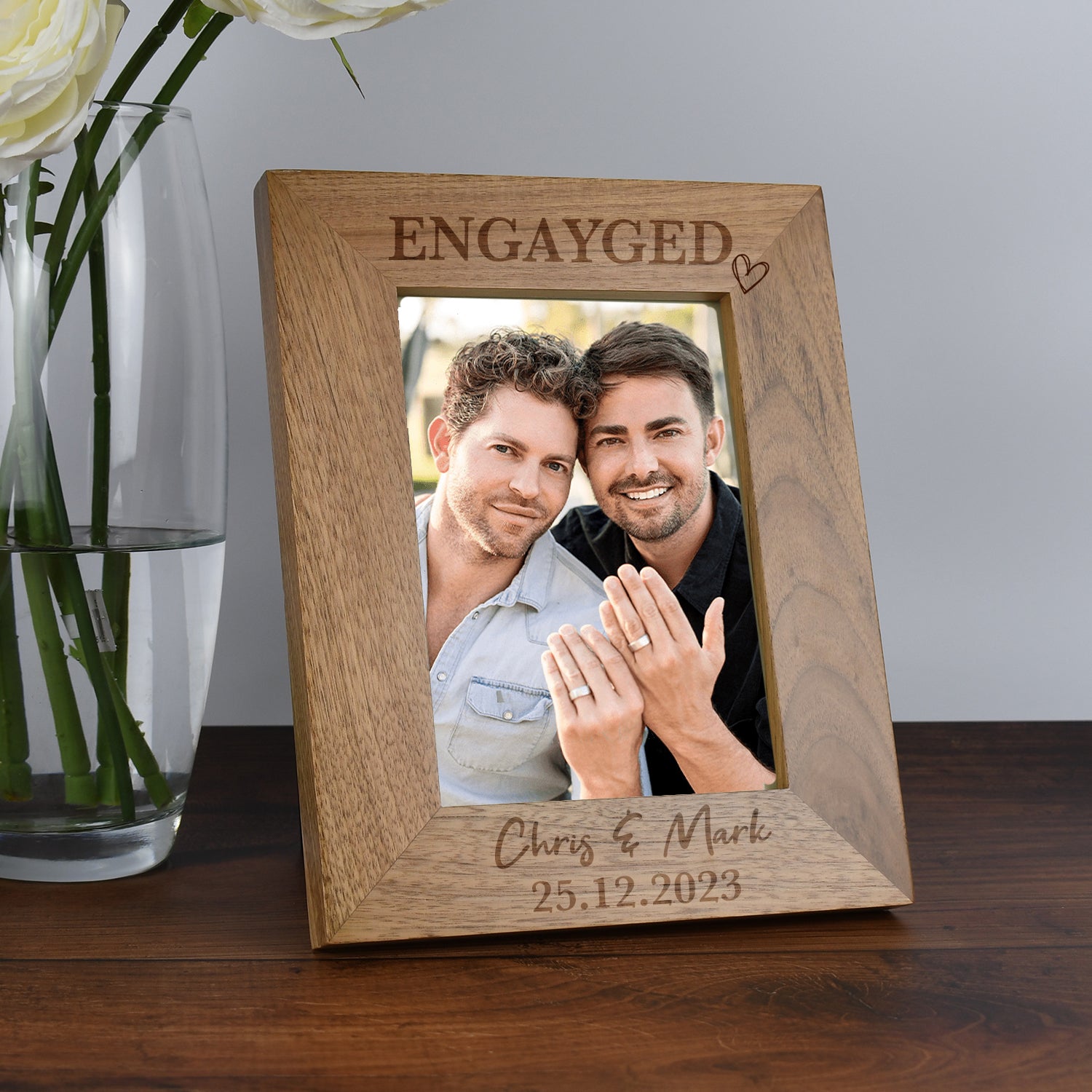 Personalised Wooden Engayged Photo Frame - Photo Frames