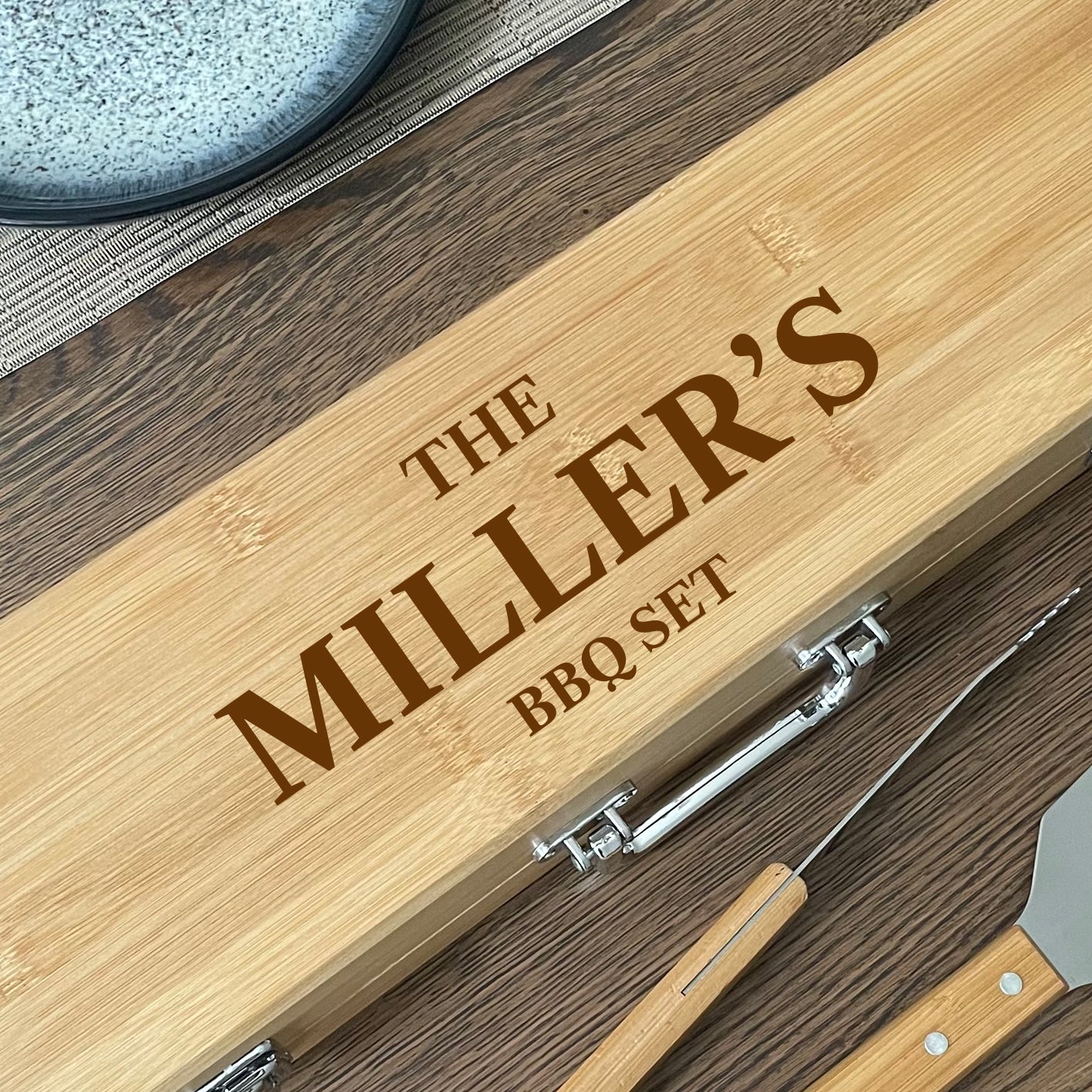 Personalised Family Wooden BBQ Tool Set - BBQ Sets