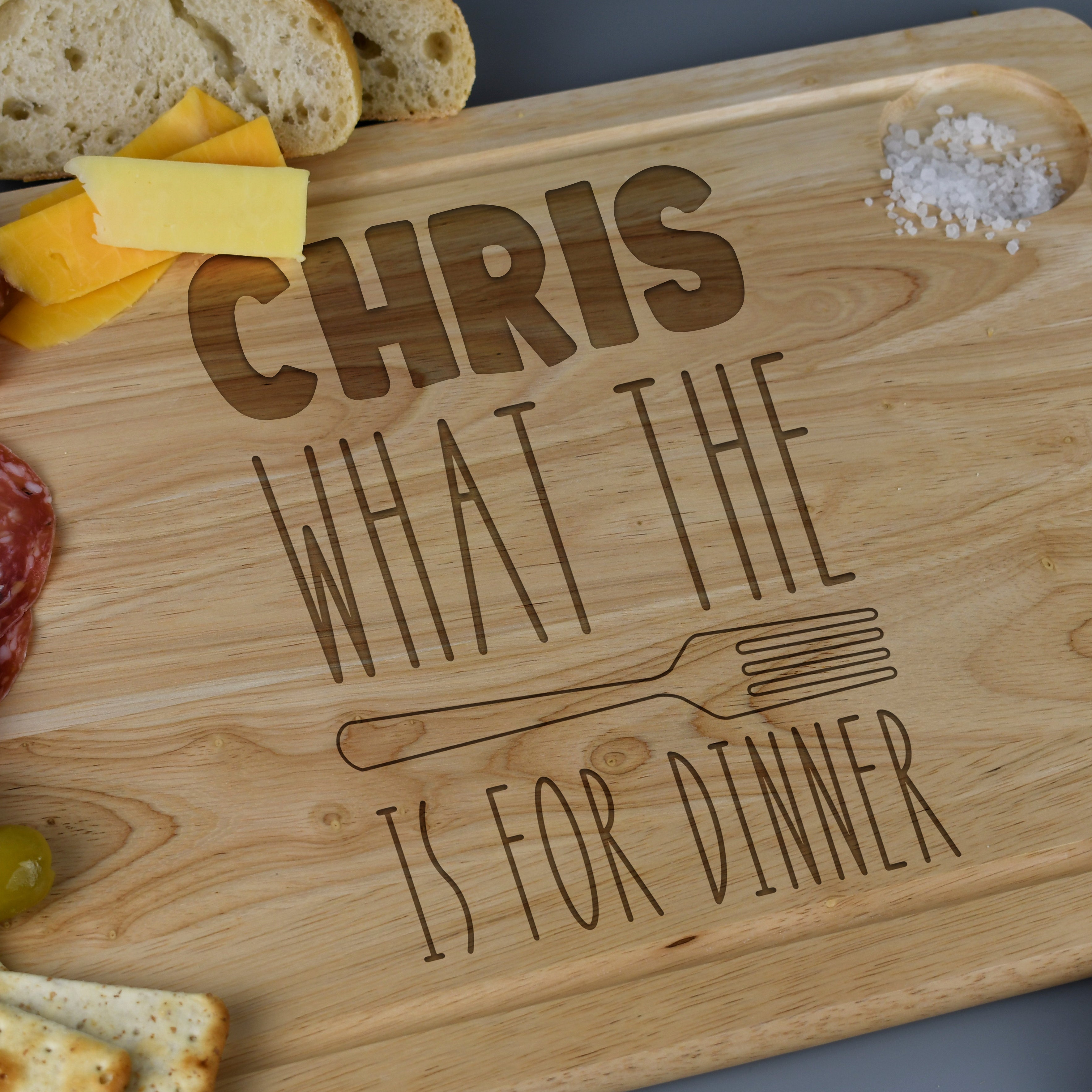 Personalised What The Fork Large Wooden Meat Chopping Board - Chopping Boards