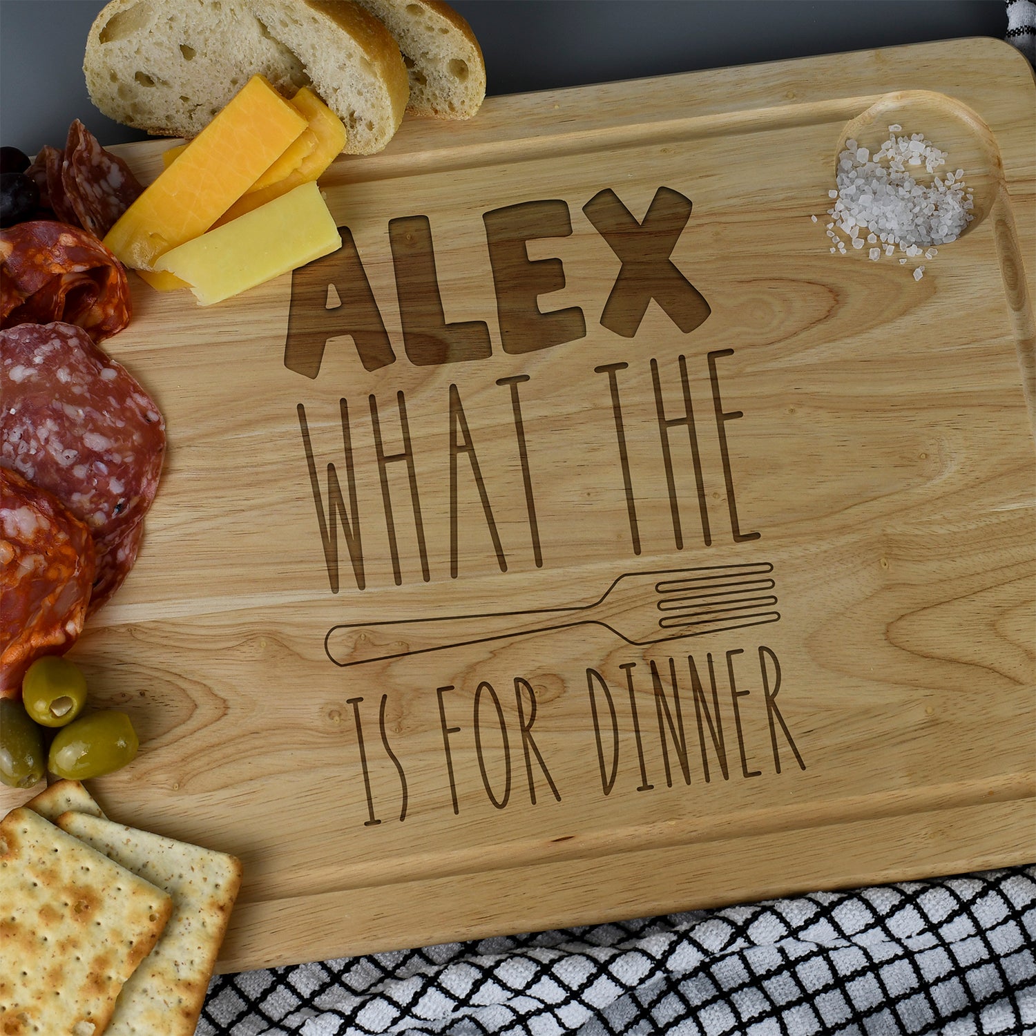 Personalised What The Fork Large Wooden Meat Chopping Board - Chopping Boards