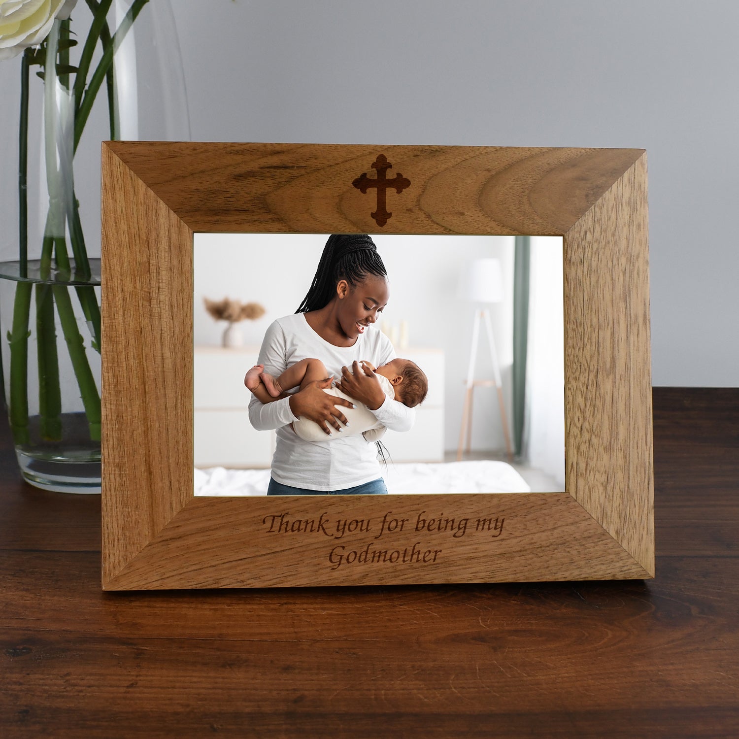 Personalised Wooden 7x5 Landscape Thank You For Being My Godmother Frame - Photo Frames
