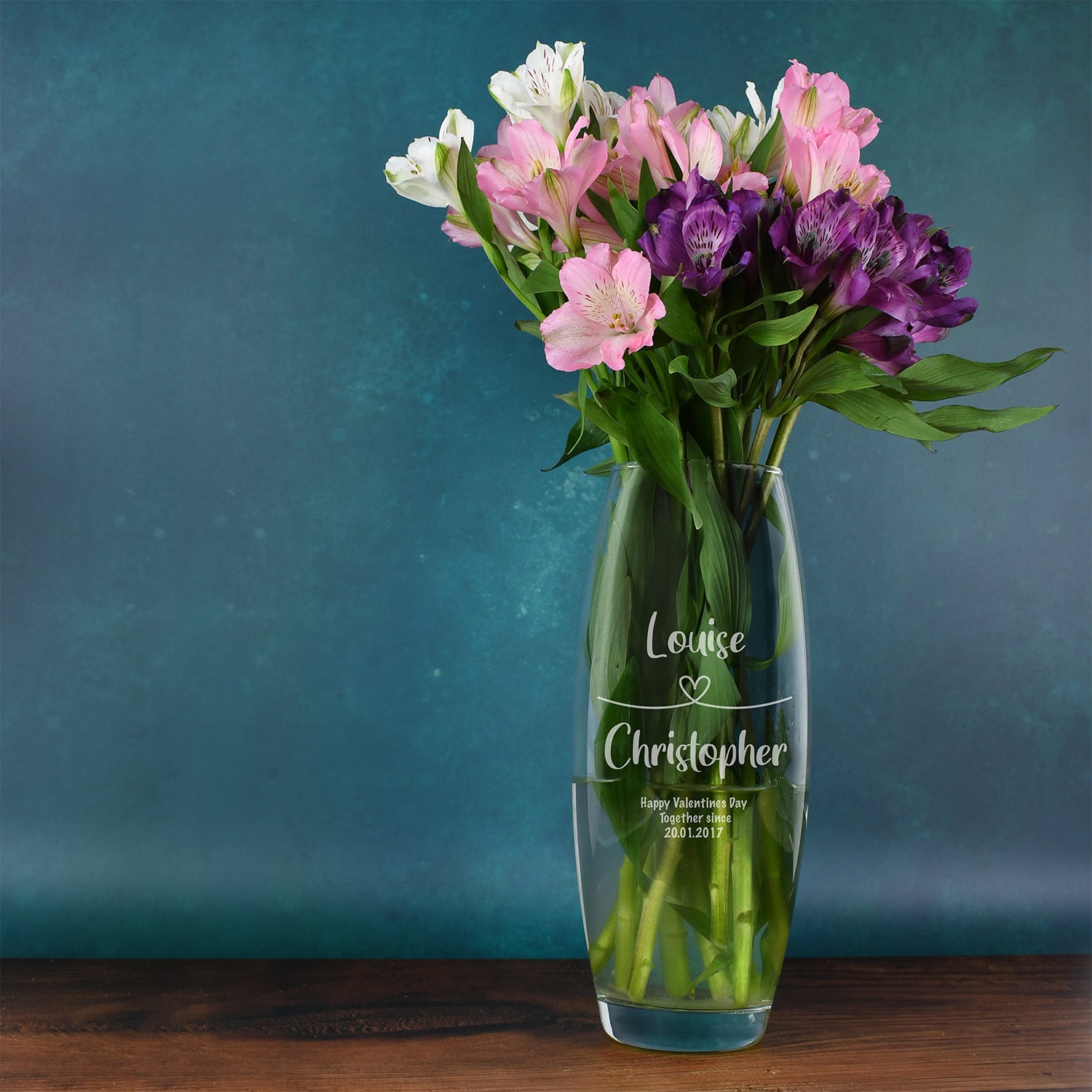 Personalised Heart Loop Glass Bullet Vase - Bullet Vase