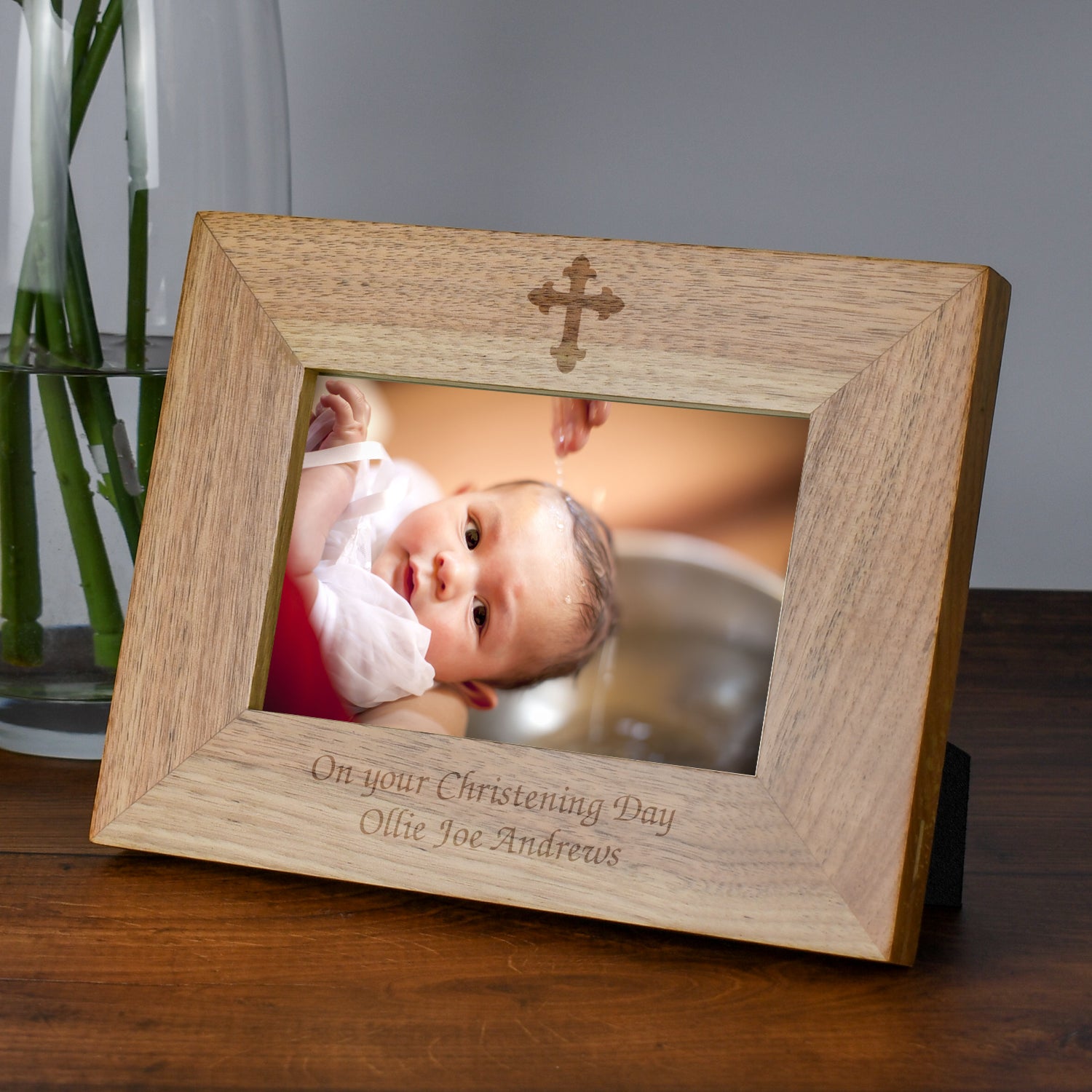 Personalised Wooden 6x4 Landscape Cross Frame - Photo Frames