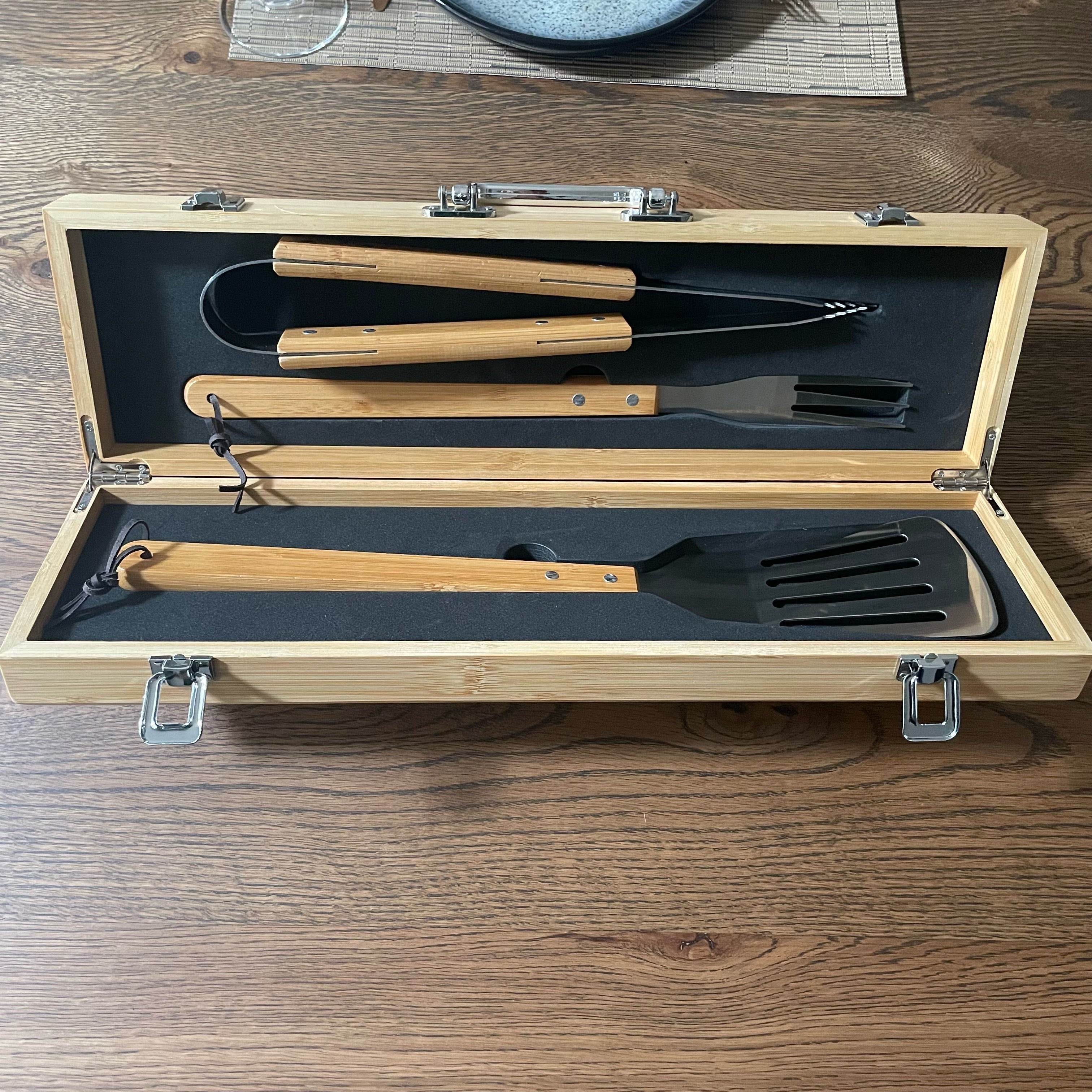 Personalised Family Wooden BBQ Tool Set - BBQ Sets