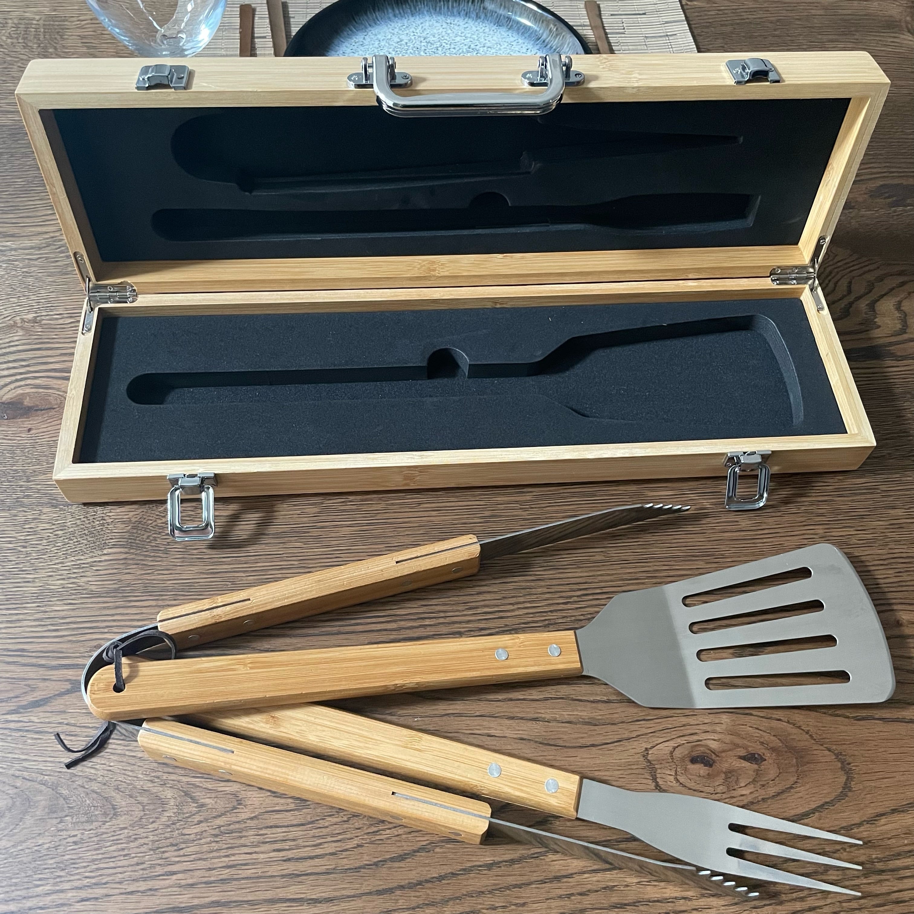 Personalised Family Wooden BBQ Tool Set - BBQ Sets
