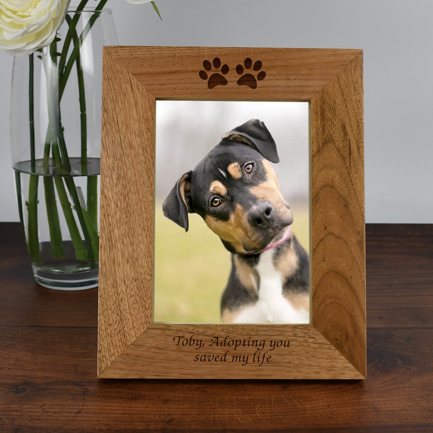 Personalised Wooden 5x7 Paw Prints Frame - Photo Frames
