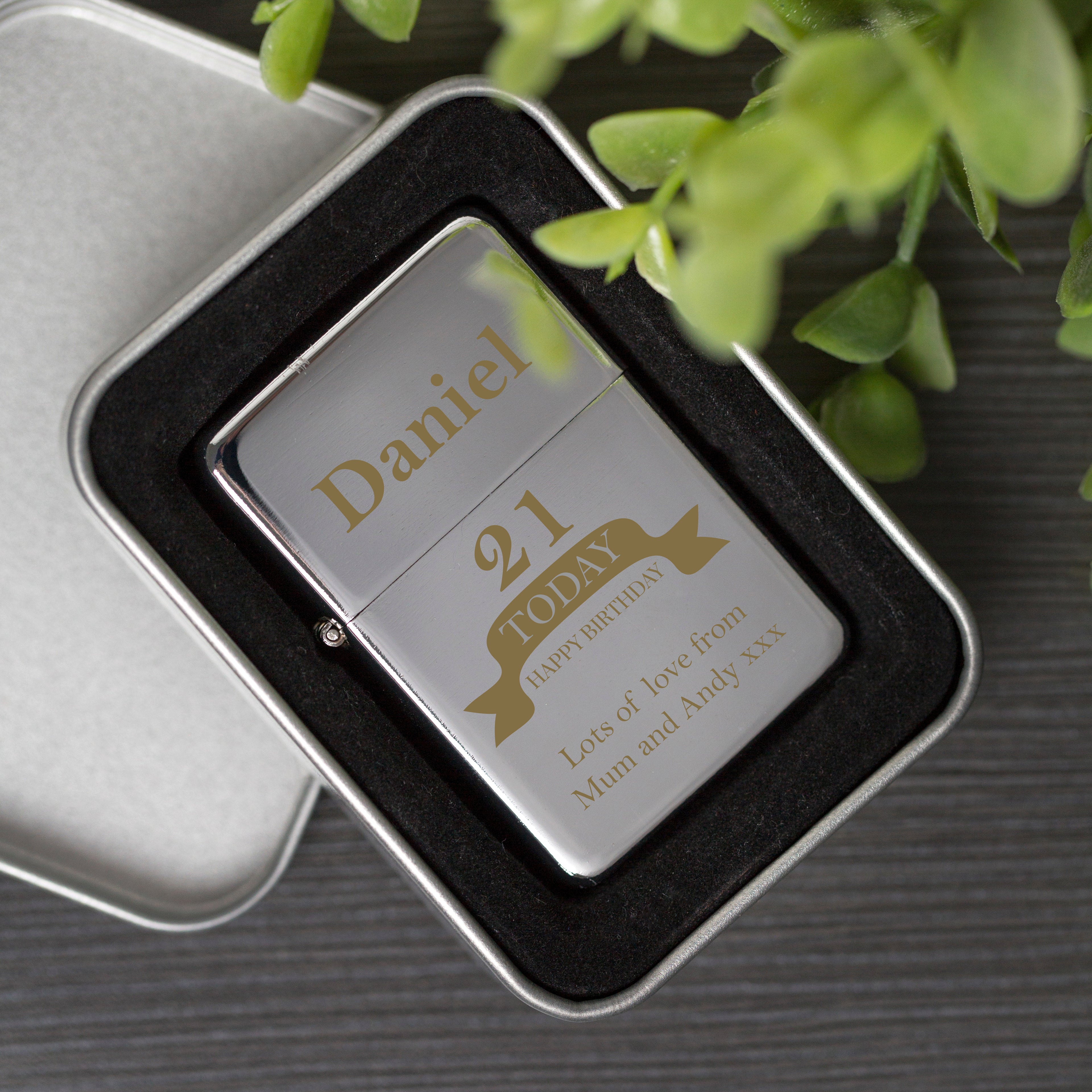 Personalised Birthday Silver Lighter & Gift Box - Lighters