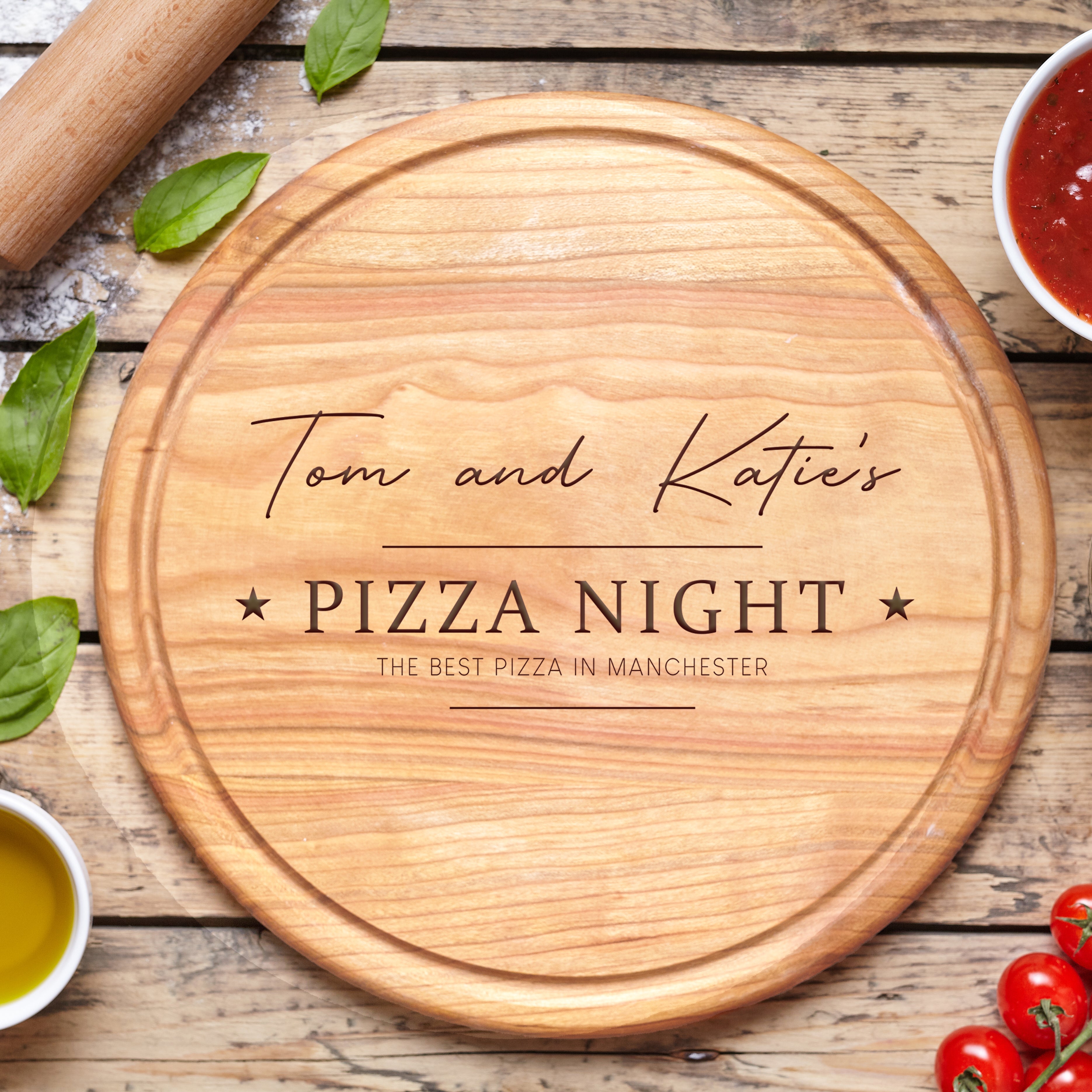Personalised Pizza Night Large Round Pizza Board - Pizza Boards