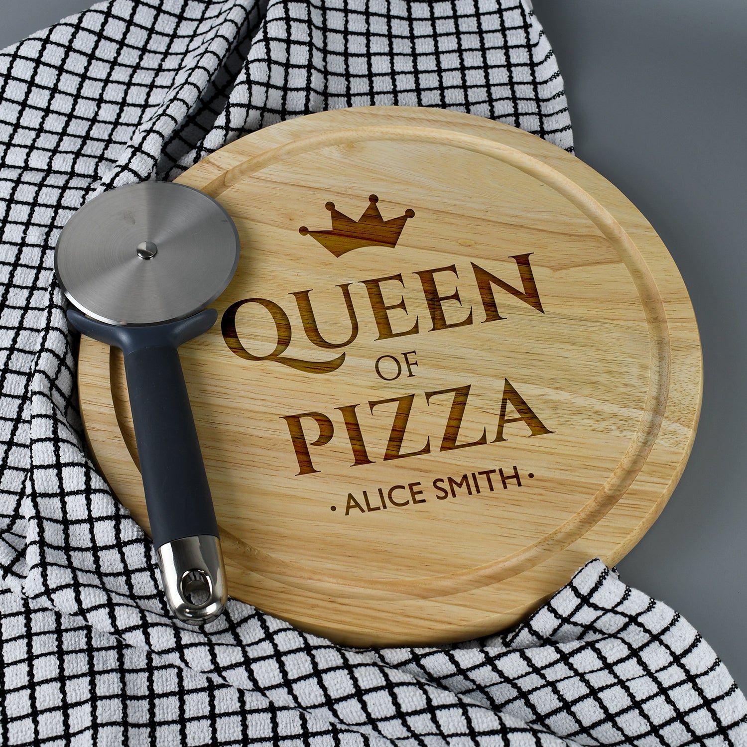 Personalised Queen of Pizza Large Round Pizza Board - Pizza Boards