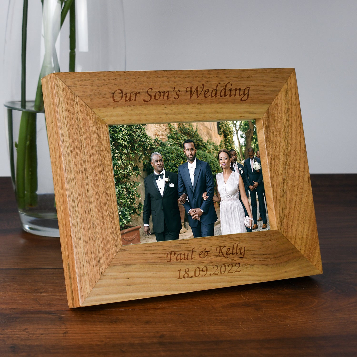 Personalised Wooden 6x4 Landscape Our Son’s Wedding Frame - Photo Frames