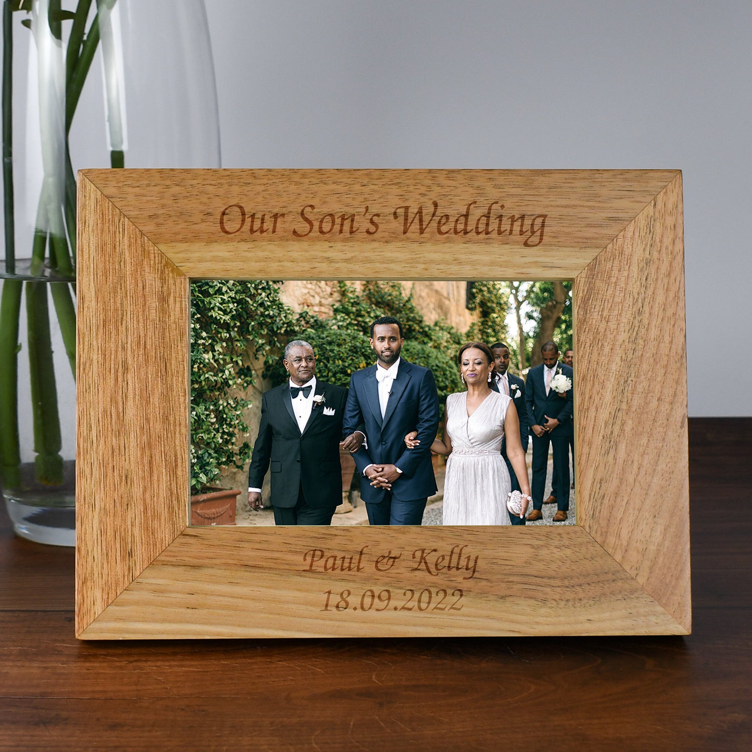 Personalised Wooden 6x4 Landscape Our Son’s Wedding Frame - Photo Frames