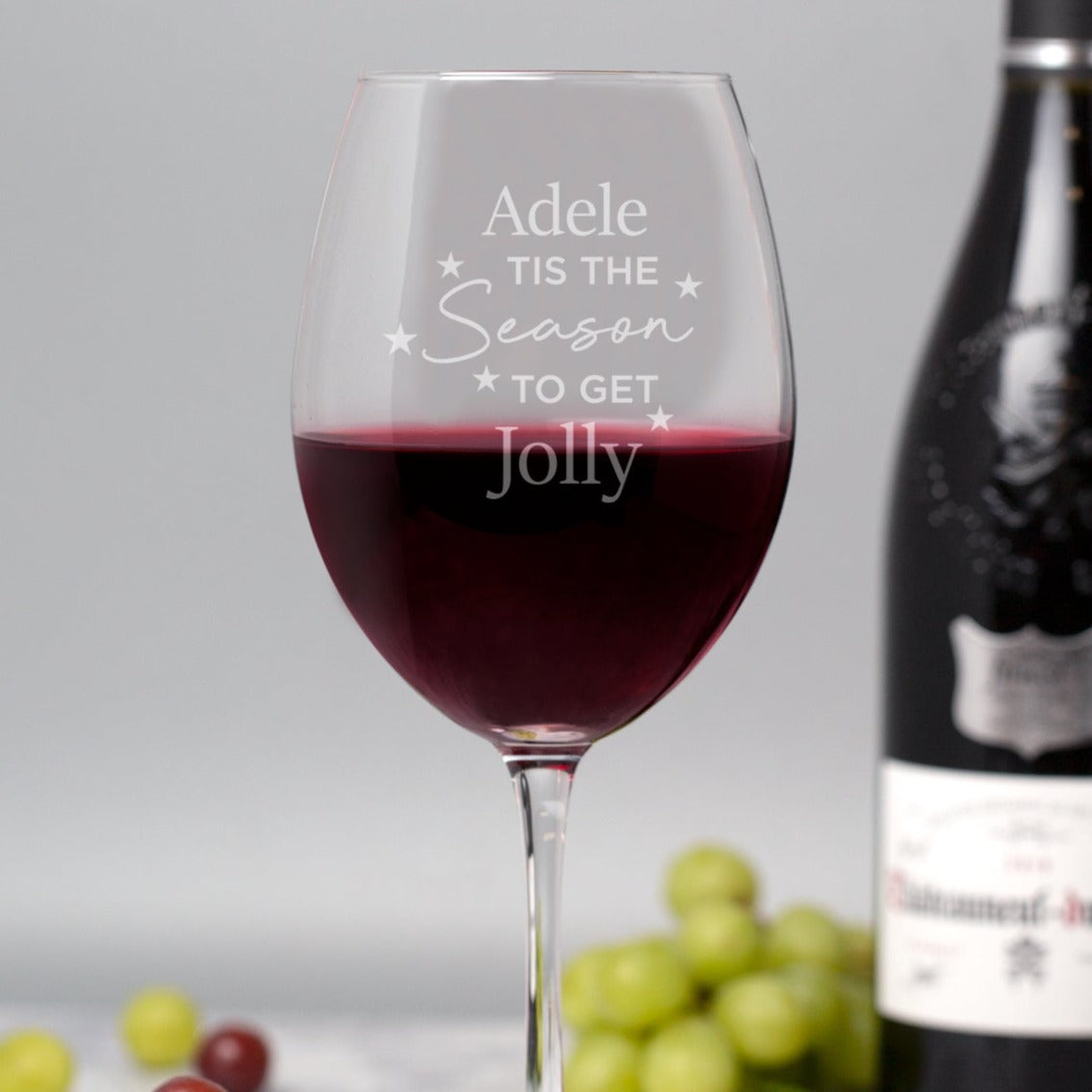 Personalised Tis The Season To Get Jolly Wine Glass
