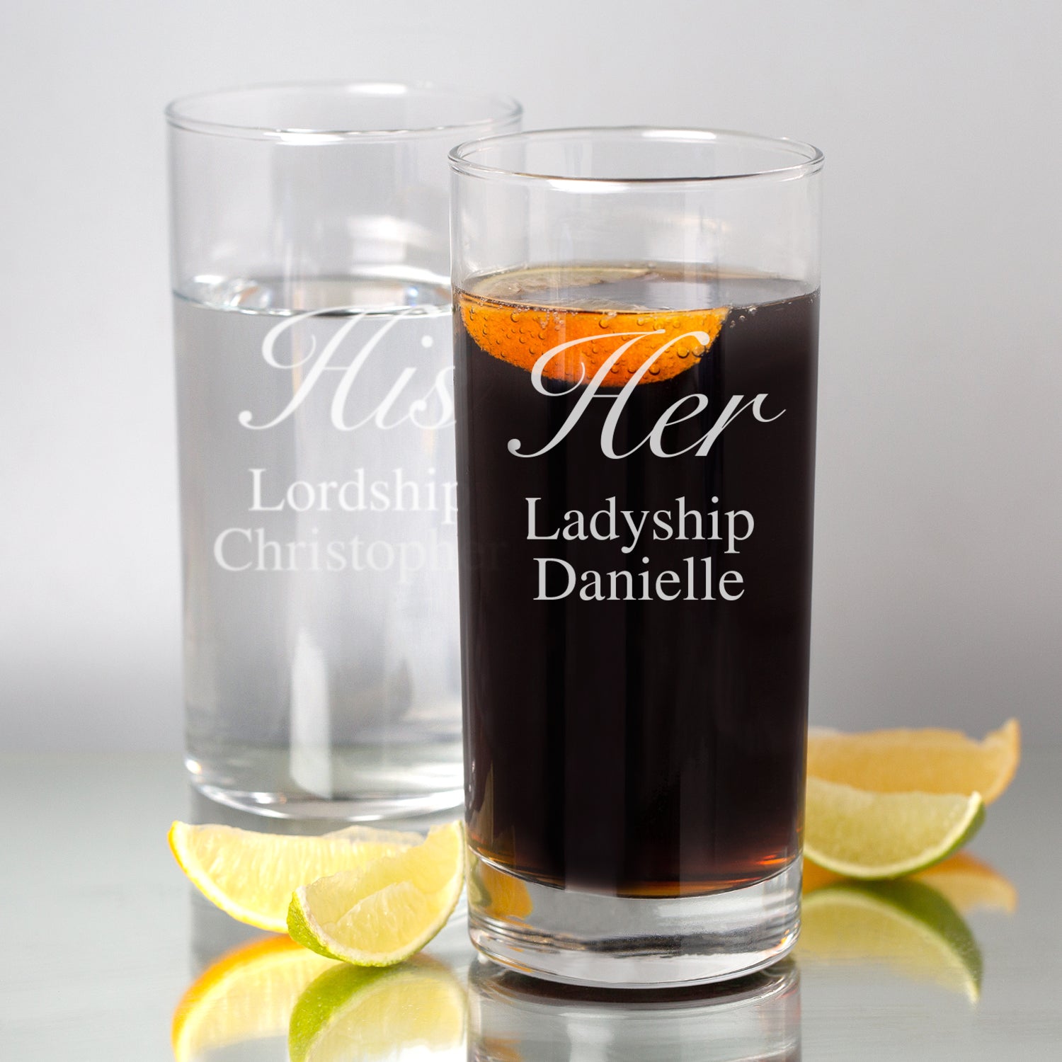 Personalised His And Her Hi Ball Glasses Set - Hi Ball Glass