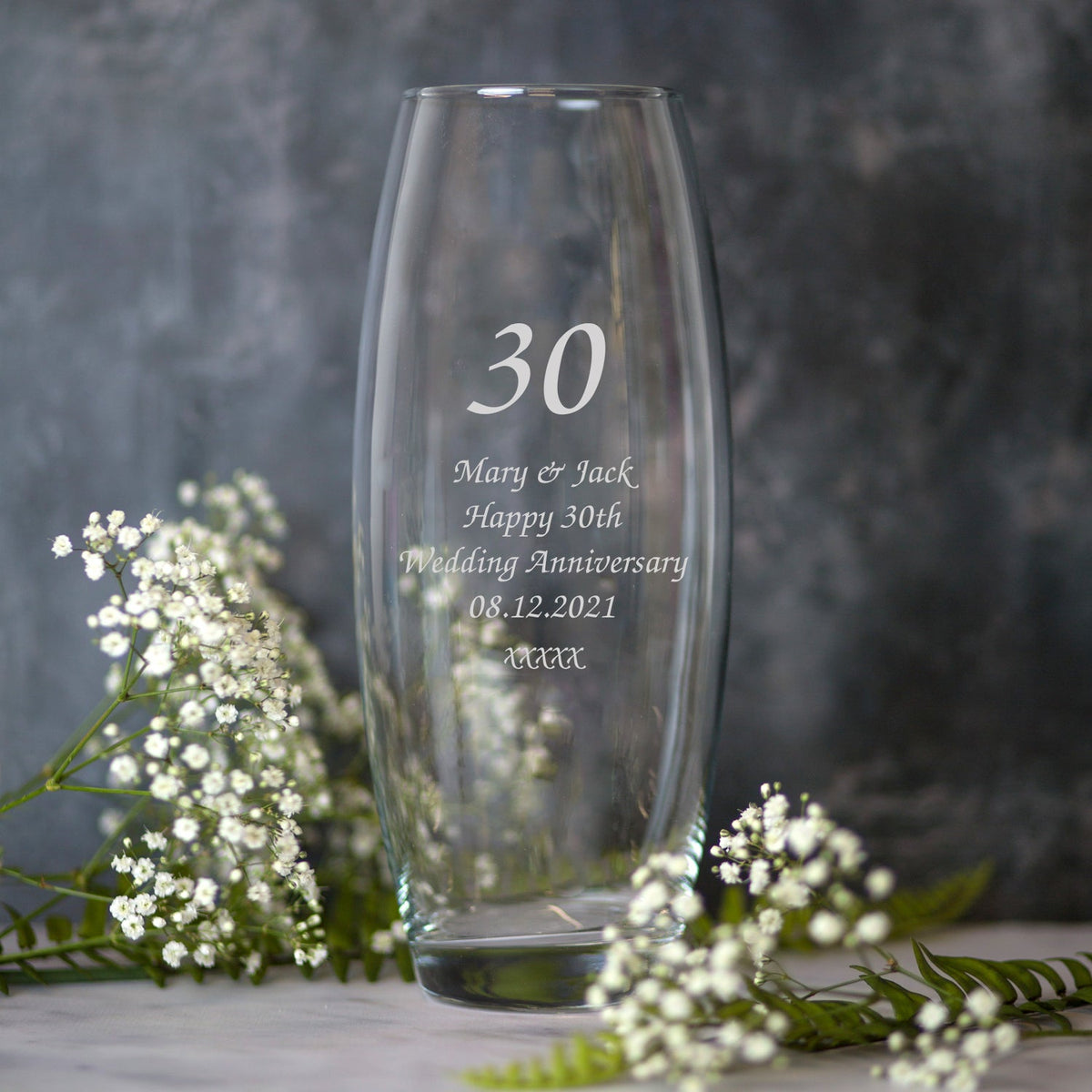 Personalised 30 Years Glass Bullet Vase - Bullet Vase