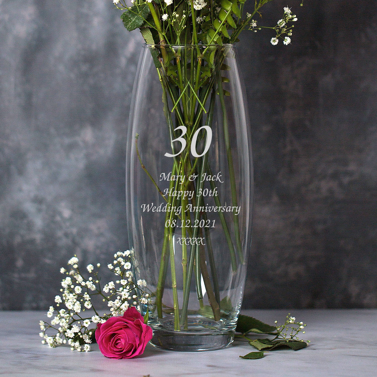 Personalised 30 Years Glass Bullet Vase - Bullet Vase