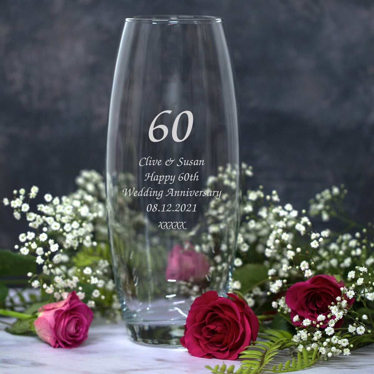 Personalised 60 Years Glass Bullet Vase - Bullet Vase