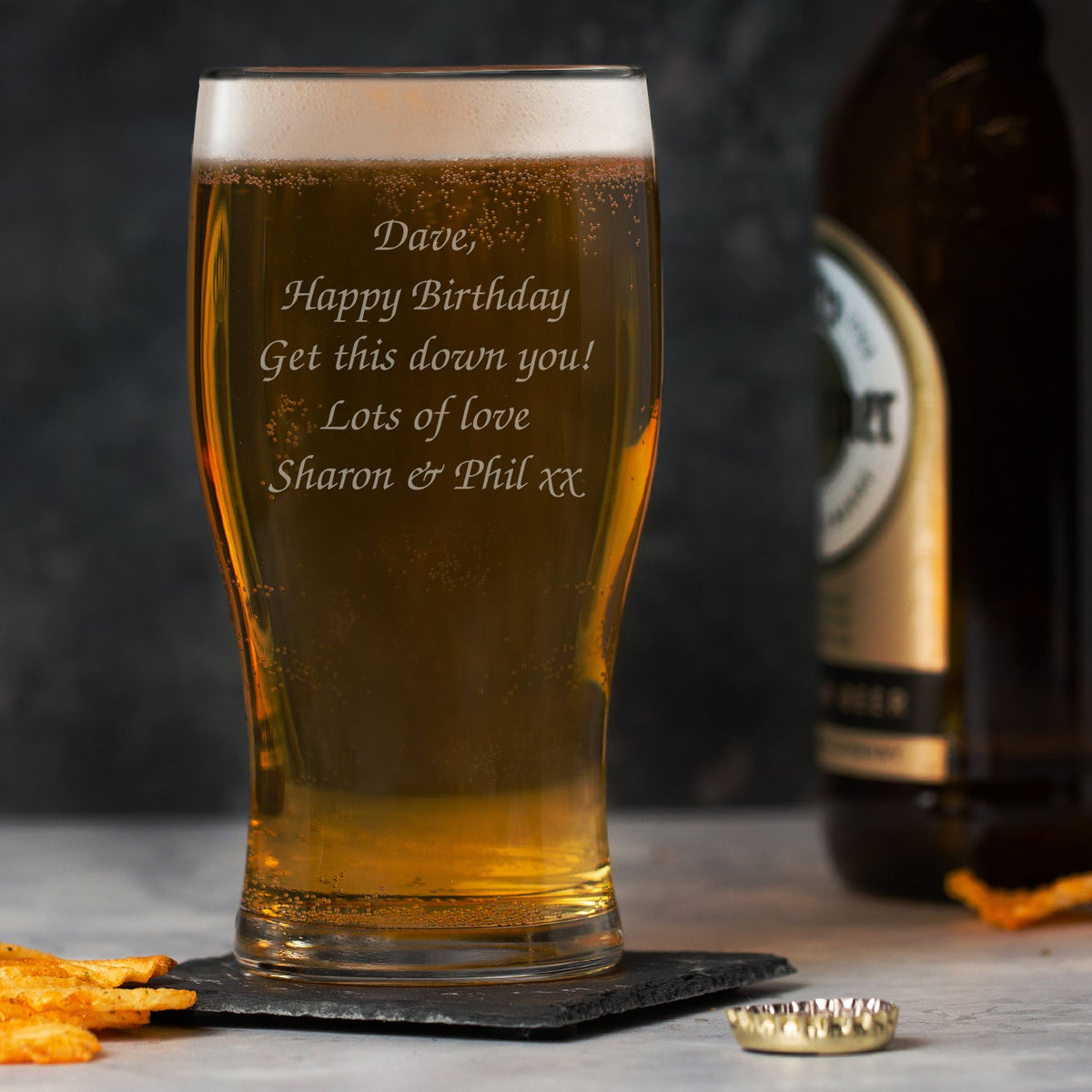 Personalised Any Message Tulip Pint Glass - Beer Glasses