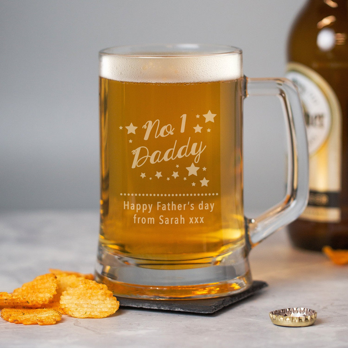 Personalised No.1 Daddy Glass Pint Stern Tankard - Beer Glasses