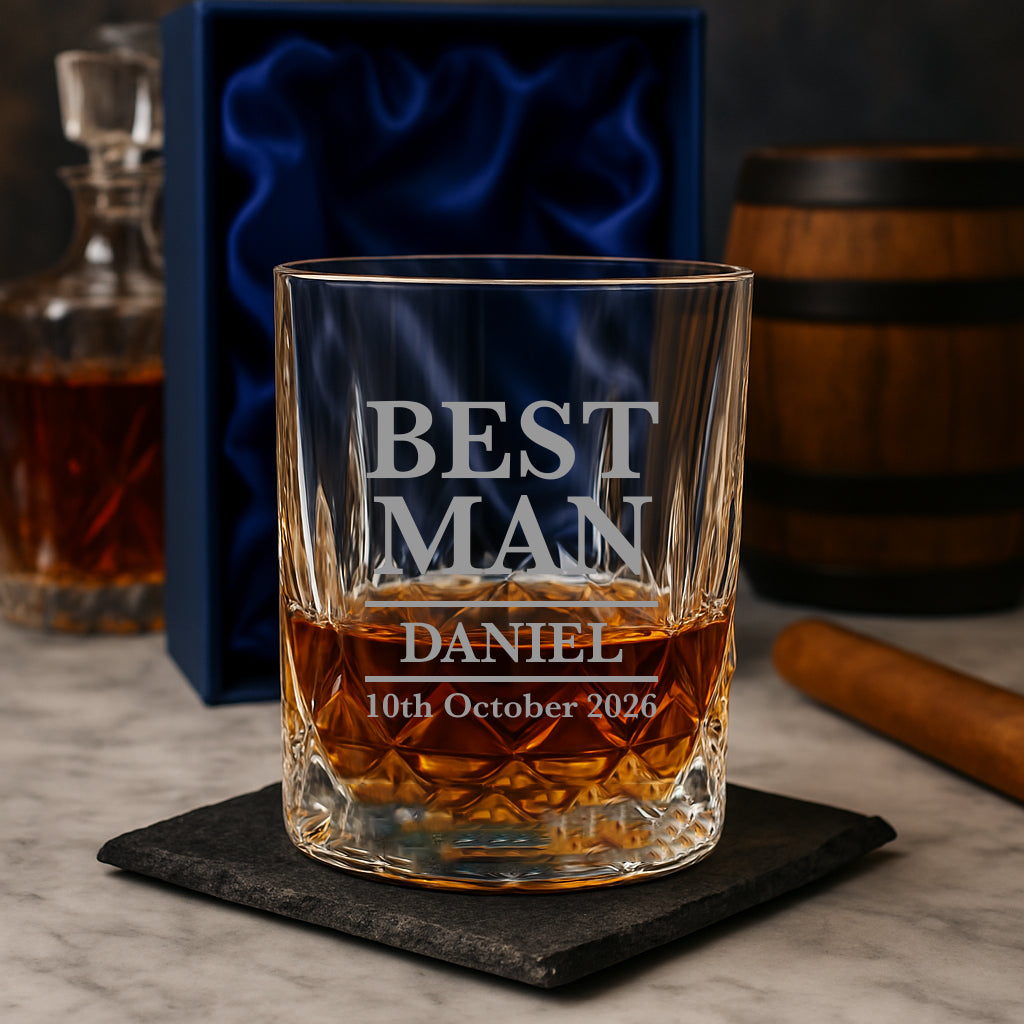 Personalised Best Man Crystal Panel Glass Tumbler - Glass Tumblers