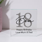 Personalised 18th Birthday Name Glass Square Block - Glass Block