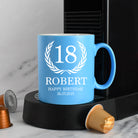 Personalised 18th Birthday Crest Mug - Light Blue - Mugs