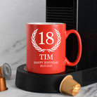 Personalised 18th Birthday Crest Mug - Red - Mugs