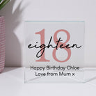 Personalised 18th Birthday Glass Square Block - Glass Block