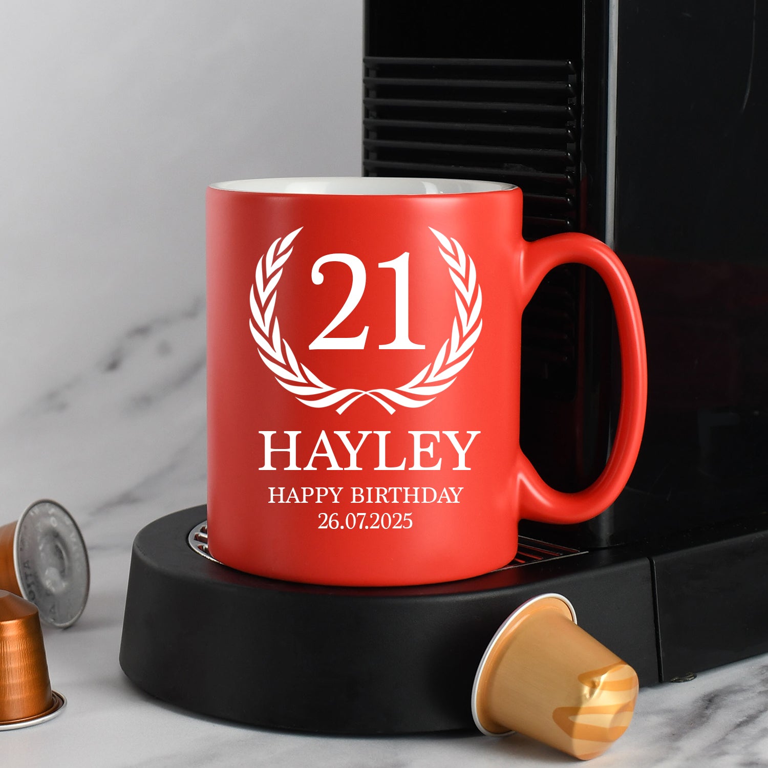 Personalised 21st Birthday Crest Mug - Red - Mugs