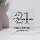 Personalised 21st Birthday Name Glass Square Block - Glass Block